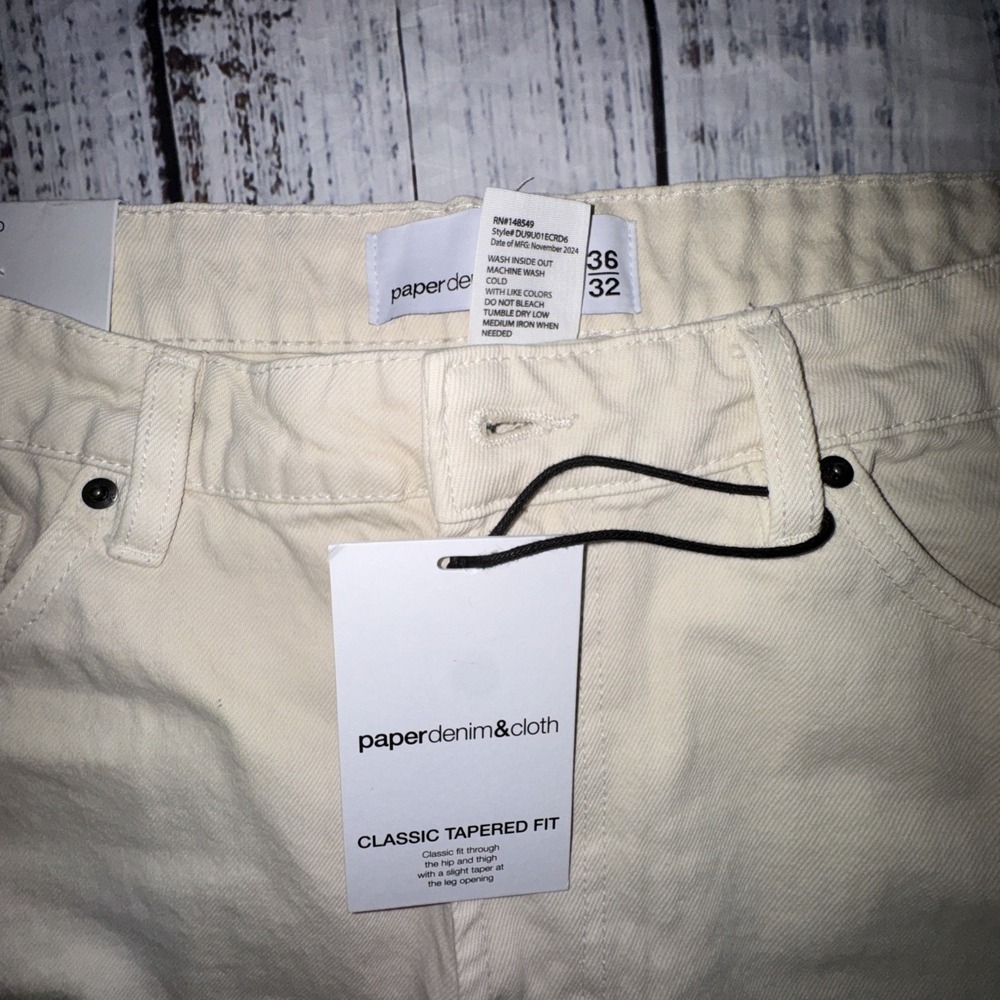Paper & Denim Cloth Mens Relax Tapered Beige Jeans Size 36 X 32 NWT $72 - Picture 4 of 7